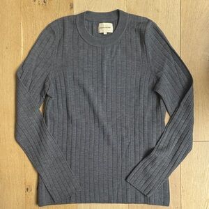 Loulou Studio Gray Ribbed Crewneck Sweater
